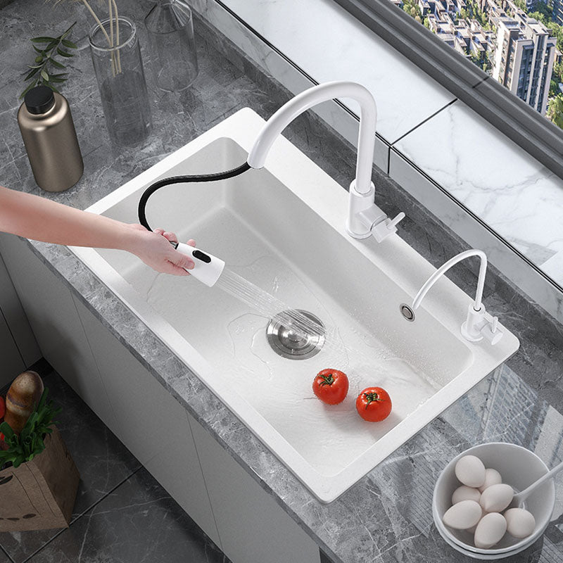 Modern Kitchen Sink Quartz with Accessories and Faucet Drop-In Workstation Sink Clearhalo 'Home Improvement' 'home_improvement' 'home_improvement_kitchen_sinks' 'Kitchen Remodel & Kitchen Fixtures' 'Kitchen Sinks & Faucet Components' 'Kitchen Sinks' 'kitchen_sinks' 6227383