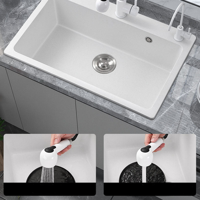 Modern Kitchen Sink Quartz with Accessories and Faucet Drop-In Workstation Sink Clearhalo 'Home Improvement' 'home_improvement' 'home_improvement_kitchen_sinks' 'Kitchen Remodel & Kitchen Fixtures' 'Kitchen Sinks & Faucet Components' 'Kitchen Sinks' 'kitchen_sinks' 6227392