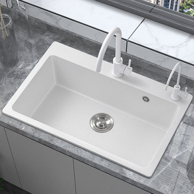 Modern Kitchen Sink Quartz with Accessories and Faucet Drop-In Workstation Sink Clearhalo 'Home Improvement' 'home_improvement' 'home_improvement_kitchen_sinks' 'Kitchen Remodel & Kitchen Fixtures' 'Kitchen Sinks & Faucet Components' 'Kitchen Sinks' 'kitchen_sinks' 6227408