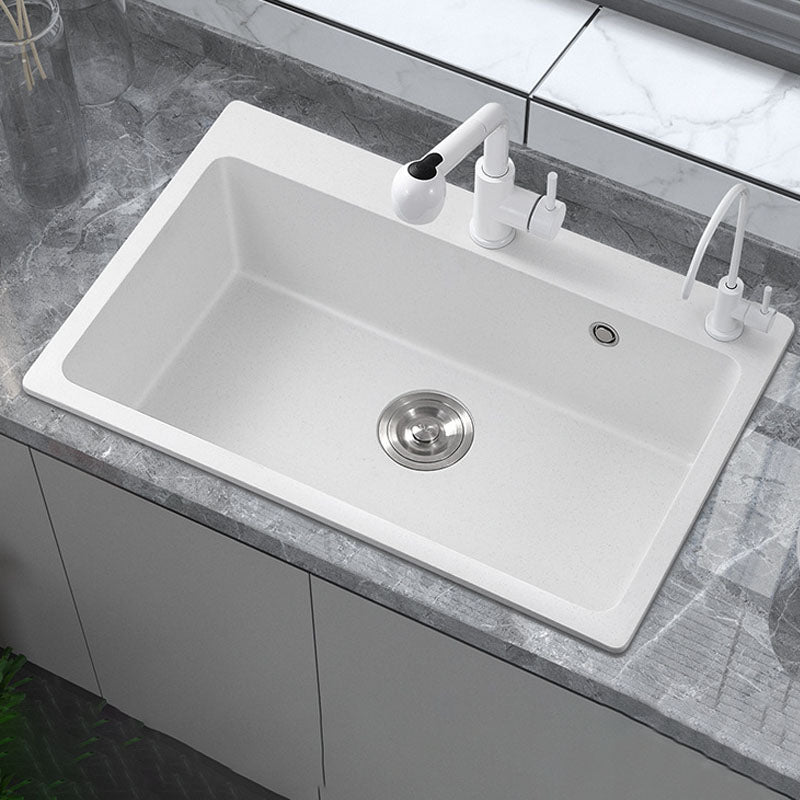 Modern Kitchen Sink Quartz with Accessories and Faucet Drop-In Workstation Sink Clearhalo 'Home Improvement' 'home_improvement' 'home_improvement_kitchen_sinks' 'Kitchen Remodel & Kitchen Fixtures' 'Kitchen Sinks & Faucet Components' 'Kitchen Sinks' 'kitchen_sinks' 6227409