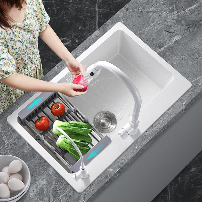 Modern Kitchen Sink Quartz with Accessories and Faucet Drop-In Workstation Sink Clearhalo 'Home Improvement' 'home_improvement' 'home_improvement_kitchen_sinks' 'Kitchen Remodel & Kitchen Fixtures' 'Kitchen Sinks & Faucet Components' 'Kitchen Sinks' 'kitchen_sinks' 6227410