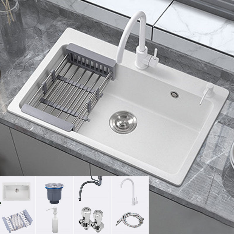 Modern Kitchen Sink Quartz with Accessories and Faucet Drop-In Workstation Sink Sink with Faucet Round Faucet Clearhalo 'Home Improvement' 'home_improvement' 'home_improvement_kitchen_sinks' 'Kitchen Remodel & Kitchen Fixtures' 'Kitchen Sinks & Faucet Components' 'Kitchen Sinks' 'kitchen_sinks' 6227412