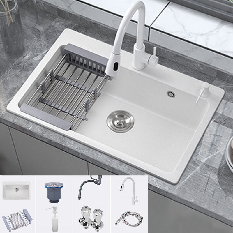Modern Kitchen Sink Quartz with Accessories and Faucet Drop-In Workstation Sink Sink with Faucet Pull Out Faucet Clearhalo 'Home Improvement' 'home_improvement' 'home_improvement_kitchen_sinks' 'Kitchen Remodel & Kitchen Fixtures' 'Kitchen Sinks & Faucet Components' 'Kitchen Sinks' 'kitchen_sinks' 6227413