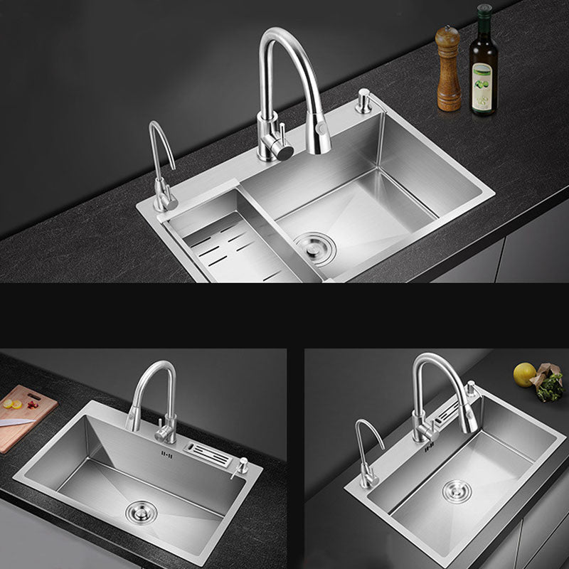 Modern Kitchen Sink Stainless Steel with Accessories and Faucet Kitchen Bar Sink Clearhalo 'Home Improvement' 'home_improvement' 'home_improvement_kitchen_sinks' 'Kitchen Remodel & Kitchen Fixtures' 'Kitchen Sinks & Faucet Components' 'Kitchen Sinks' 'kitchen_sinks' 6227551