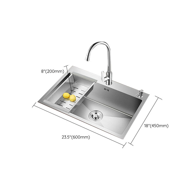 Modern Kitchen Sink Stainless Steel with Accessories and Faucet Kitchen Bar Sink Clearhalo 'Home Improvement' 'home_improvement' 'home_improvement_kitchen_sinks' 'Kitchen Remodel & Kitchen Fixtures' 'Kitchen Sinks & Faucet Components' 'Kitchen Sinks' 'kitchen_sinks' 6227558