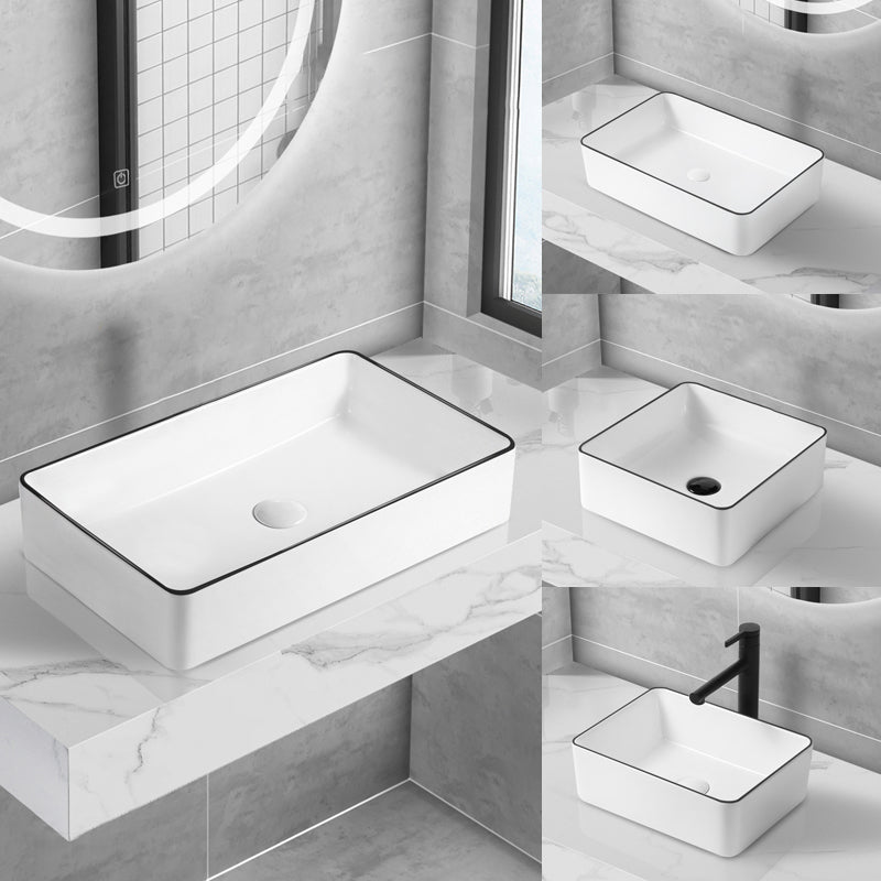 Modern Bathroom Sink Pop-Up Drain Porcelain Rectangular Vessel Sink Clearhalo 'Bathroom Remodel & Bathroom Fixtures' 'Bathroom Sinks & Faucet Components' 'Bathroom Sinks' 'bathroom_sink' 'Home Improvement' 'home_improvement' 'home_improvement_bathroom_sink' 6227645