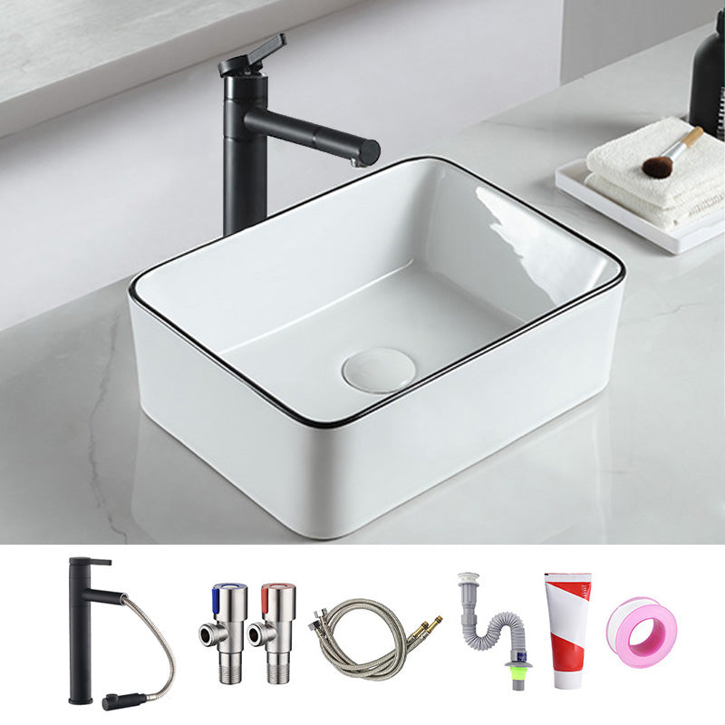 Modern Bathroom Sink Pop-Up Drain Porcelain Rectangular Vessel Sink Clearhalo 'Bathroom Remodel & Bathroom Fixtures' 'Bathroom Sinks & Faucet Components' 'Bathroom Sinks' 'bathroom_sink' 'Home Improvement' 'home_improvement' 'home_improvement_bathroom_sink' 6227649