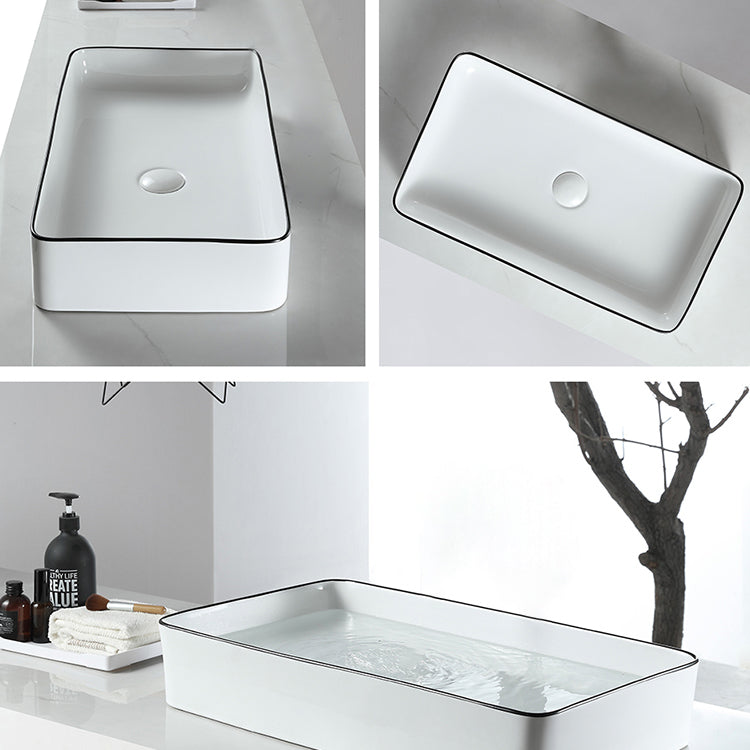 Modern Bathroom Sink Pop-Up Drain Porcelain Rectangular Vessel Sink Clearhalo 'Bathroom Remodel & Bathroom Fixtures' 'Bathroom Sinks & Faucet Components' 'Bathroom Sinks' 'bathroom_sink' 'Home Improvement' 'home_improvement' 'home_improvement_bathroom_sink' 6227651