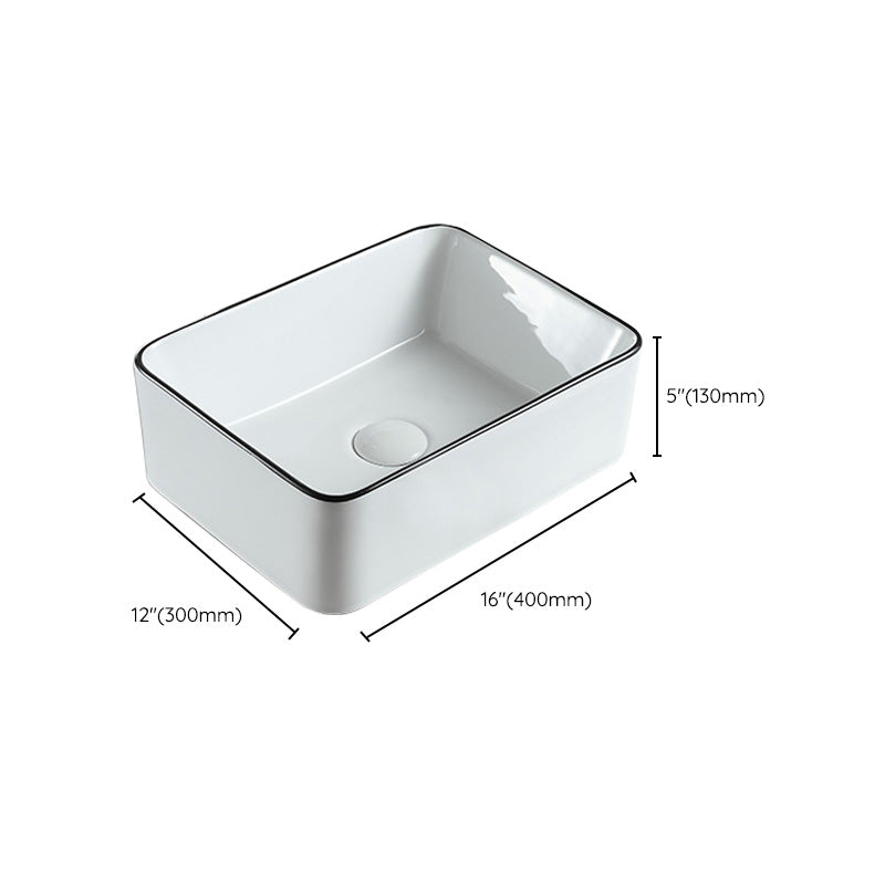 Modern Bathroom Sink Pop-Up Drain Porcelain Rectangular Vessel Sink Clearhalo 'Bathroom Remodel & Bathroom Fixtures' 'Bathroom Sinks & Faucet Components' 'Bathroom Sinks' 'bathroom_sink' 'Home Improvement' 'home_improvement' 'home_improvement_bathroom_sink' 6227657