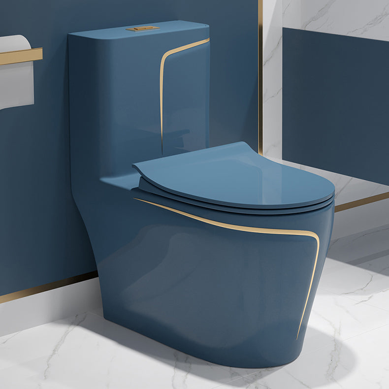 One-Piece Flush Toilet Floor Mount Traditional Toilet with Slow Close Seat 15"L x 27"W x 30"H Blue 14" Clearhalo 'Bathroom Remodel & Bathroom Fixtures' 'Home Improvement' 'home_improvement' 'home_improvement_toilets' 'Toilets & Bidets' 'Toilets' 6229202