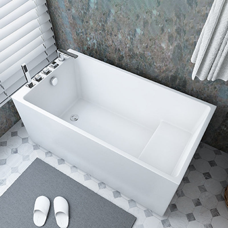 Contemporary Style White Acrylic Tub Rectangular Soaking Tub for Home 55"L x 30"W x 24"H Clearhalo 'Bathroom Remodel & Bathroom Fixtures' 'Bathtubs' 'Home Improvement' 'home_improvement' 'home_improvement_bathtubs' 'Showers & Bathtubs' 6237275