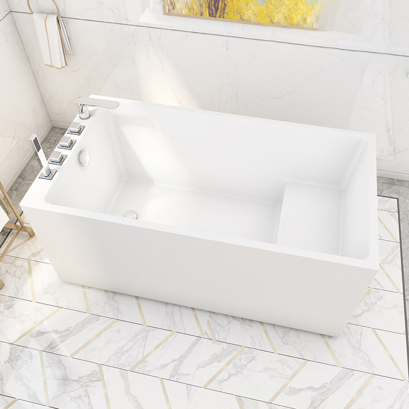 Contemporary Style White Acrylic Tub Rectangular Soaking Tub for Home Clearhalo 'Bathroom Remodel & Bathroom Fixtures' 'Bathtubs' 'Home Improvement' 'home_improvement' 'home_improvement_bathtubs' 'Showers & Bathtubs' 6237276