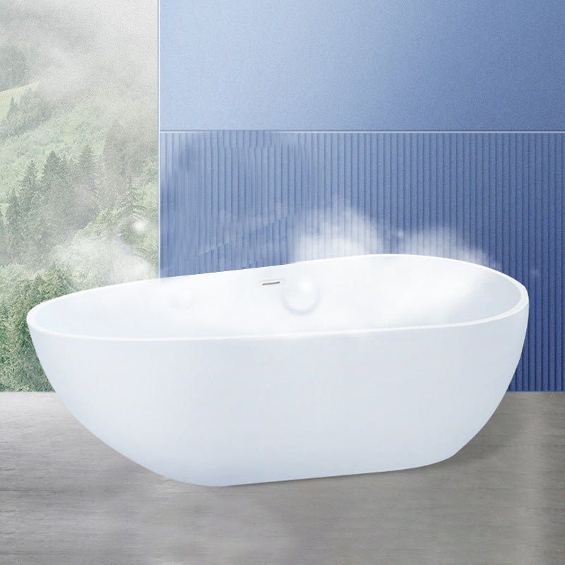 Stand Alone Acrylic Bath Tub White Oval Modern Bathroom Bathtub 63"L x 31"W x 24"H Clearhalo 'Bathroom Remodel & Bathroom Fixtures' 'Bathtubs' 'Home Improvement' 'home_improvement' 'home_improvement_bathtubs' 'Showers & Bathtubs' 6237290