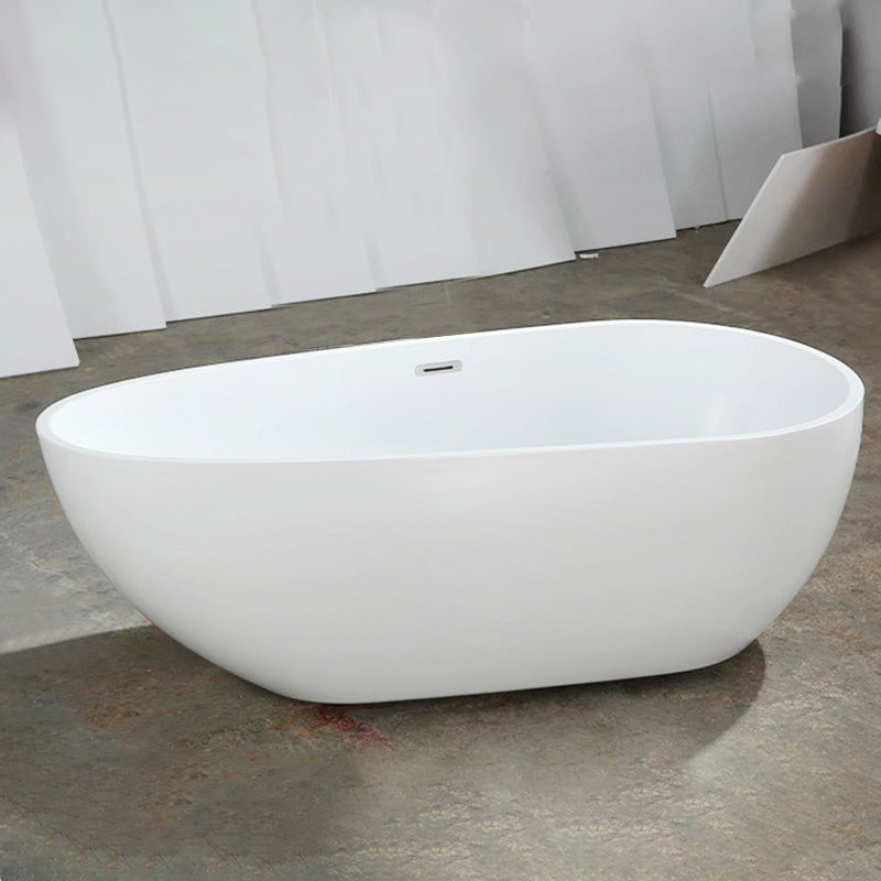 Stand Alone Acrylic Bath Tub White Oval Modern Bathroom Bathtub Clearhalo 'Bathroom Remodel & Bathroom Fixtures' 'Bathtubs' 'Home Improvement' 'home_improvement' 'home_improvement_bathtubs' 'Showers & Bathtubs' 6237299