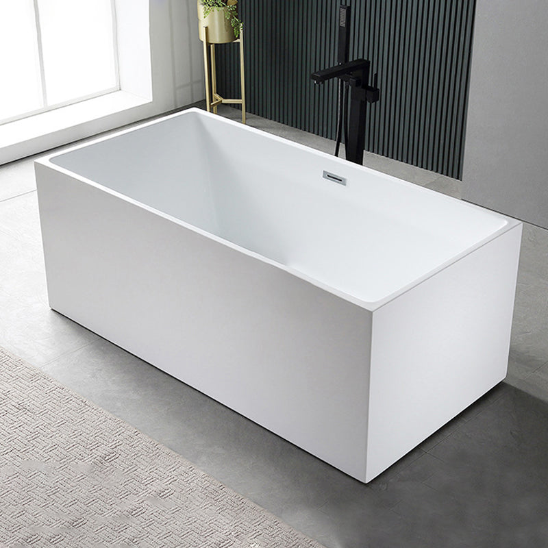 Flat bottom Acrylic Bathtub Soaking White Internal Drain Tub 55"L x 30"W x 24"H Tub with Freestanding Tub Fillers Clearhalo 'Bathroom Remodel & Bathroom Fixtures' 'Bathtubs' 'Home Improvement' 'home_improvement' 'home_improvement_bathtubs' 'Showers & Bathtubs' 6237331