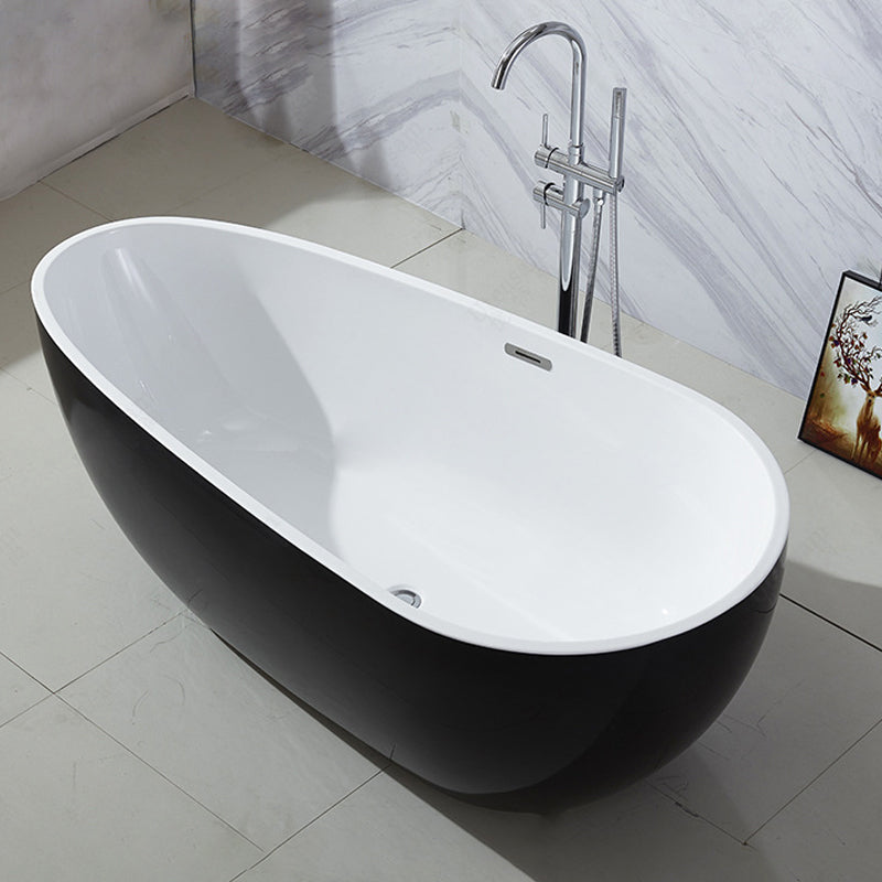 Modern Soaking Bathtub Oval with Drain Acrylic Freestanding Bath Tub Black White Clearhalo 'Bathroom Remodel & Bathroom Fixtures' 'Bathtubs' 'Home Improvement' 'home_improvement' 'home_improvement_bathtubs' 'Showers & Bathtubs' 6237366