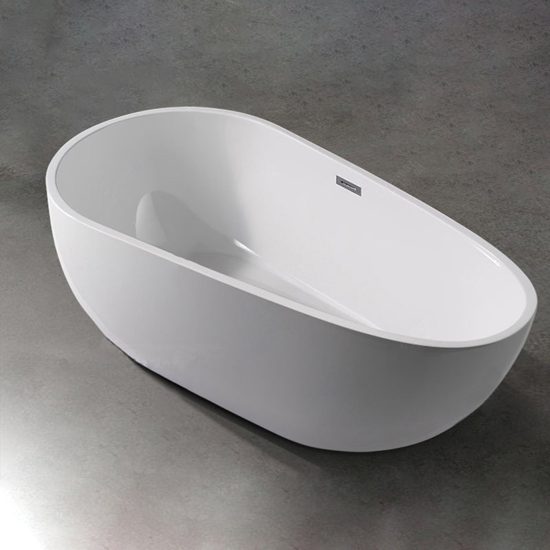 Modern Soaking Bathtub Oval with Drain Acrylic Freestanding Bath Tub White Clearhalo 'Bathroom Remodel & Bathroom Fixtures' 'Bathtubs' 'Home Improvement' 'home_improvement' 'home_improvement_bathtubs' 'Showers & Bathtubs' 6237368