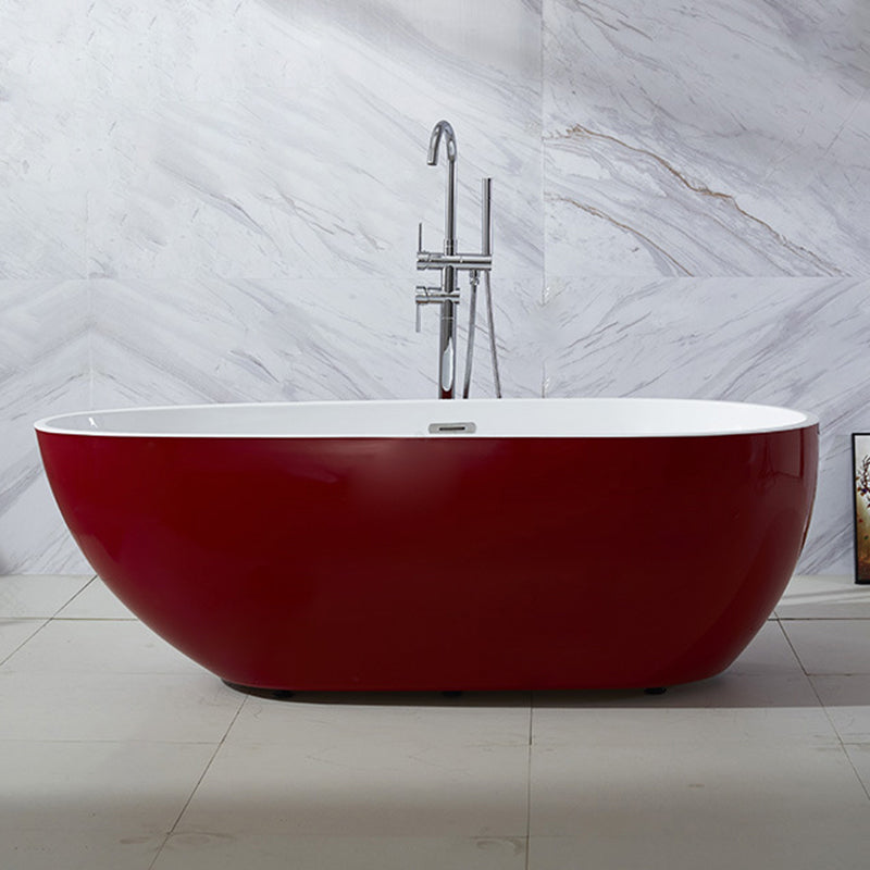 Modern Soaking Bathtub Oval with Drain Acrylic Freestanding Bath Tub Clearhalo 'Bathroom Remodel & Bathroom Fixtures' 'Bathtubs' 'Home Improvement' 'home_improvement' 'home_improvement_bathtubs' 'Showers & Bathtubs' 6237382