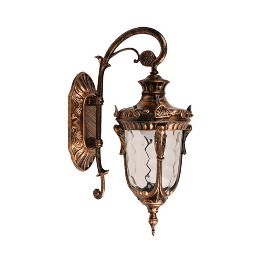 1 Light Wall Mount Lighting Lodges Acorn Shape Clear Water Glass Wall Lamp Sconce in Brass Clearhalo 'Wall Lamps & Sconces' 'Wall Lights' Lighting' 623768