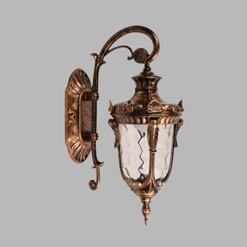 1 Light Wall Mount Lighting Lodges Acorn Shape Clear Water Glass Wall Lamp Sconce in Brass Clearhalo 'Wall Lamps & Sconces' 'Wall Lights' Lighting' 623769