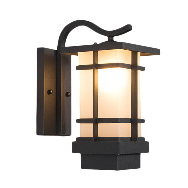 Metal Black Wall Light Sconce Crossing 1 Head Country Wall Mount Lamp with White/Yellow Glass Shade Clearhalo 'Wall Lamps & Sconces' 'Wall Lights' Lighting' 623789