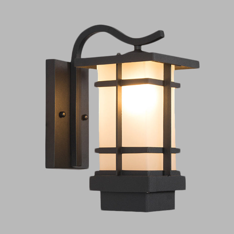 Metal Black Wall Light Sconce Crossing 1 Head Country Wall Mount Lamp with White/Yellow Glass Shade Clearhalo 'Wall Lamps & Sconces' 'Wall Lights' Lighting' 623790