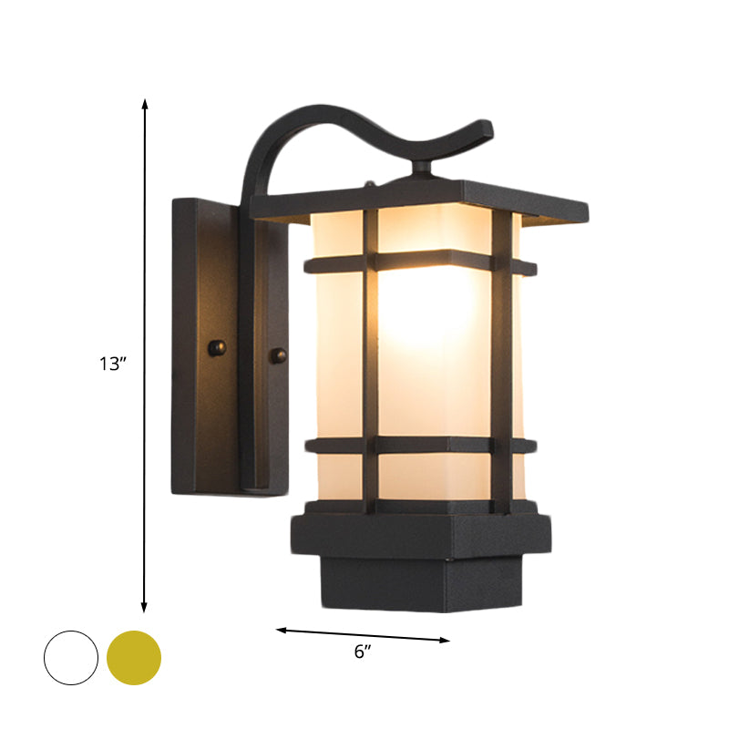 Metal Black Wall Light Sconce Crossing 1 Head Country Wall Mount Lamp with White/Yellow Glass Shade Clearhalo 'Wall Lamps & Sconces' 'Wall Lights' Lighting' 623791