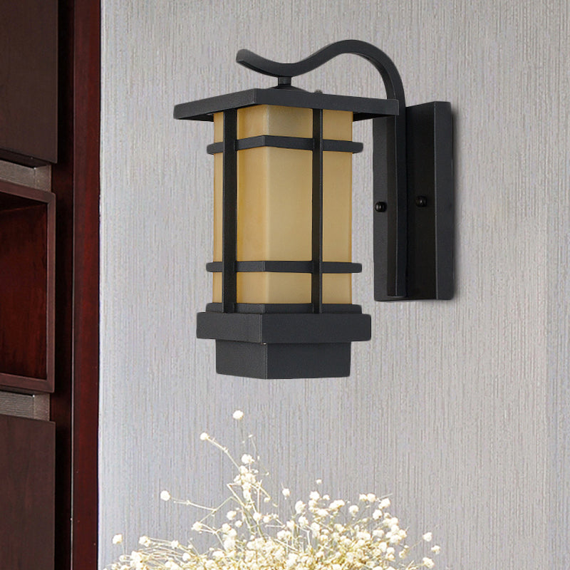 Metal Black Wall Light Sconce Crossing 1 Head Country Wall Mount Lamp with White/Yellow Glass Shade Yellow Clearhalo 'Wall Lamps & Sconces' 'Wall Lights' Lighting' 623792