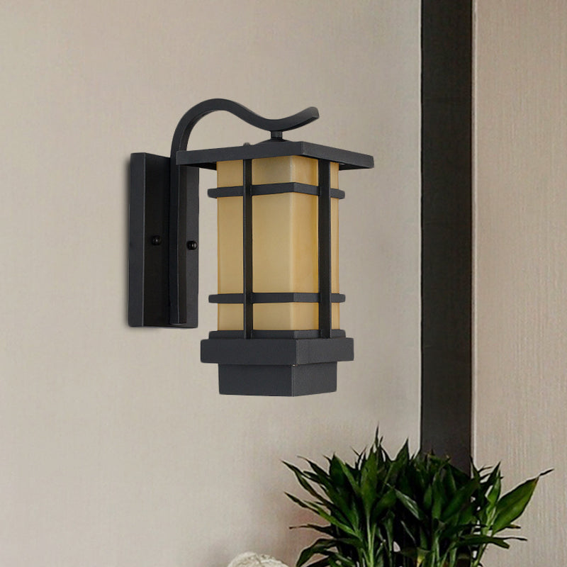 Metal Black Wall Light Sconce Crossing 1 Head Country Wall Mount Lamp with White/Yellow Glass Shade Clearhalo 'Wall Lamps & Sconces' 'Wall Lights' Lighting' 623793