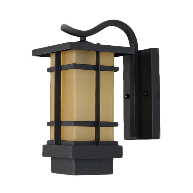 Metal Black Wall Light Sconce Crossing 1 Head Country Wall Mount Lamp with White/Yellow Glass Shade Clearhalo 'Wall Lamps & Sconces' 'Wall Lights' Lighting' 623794