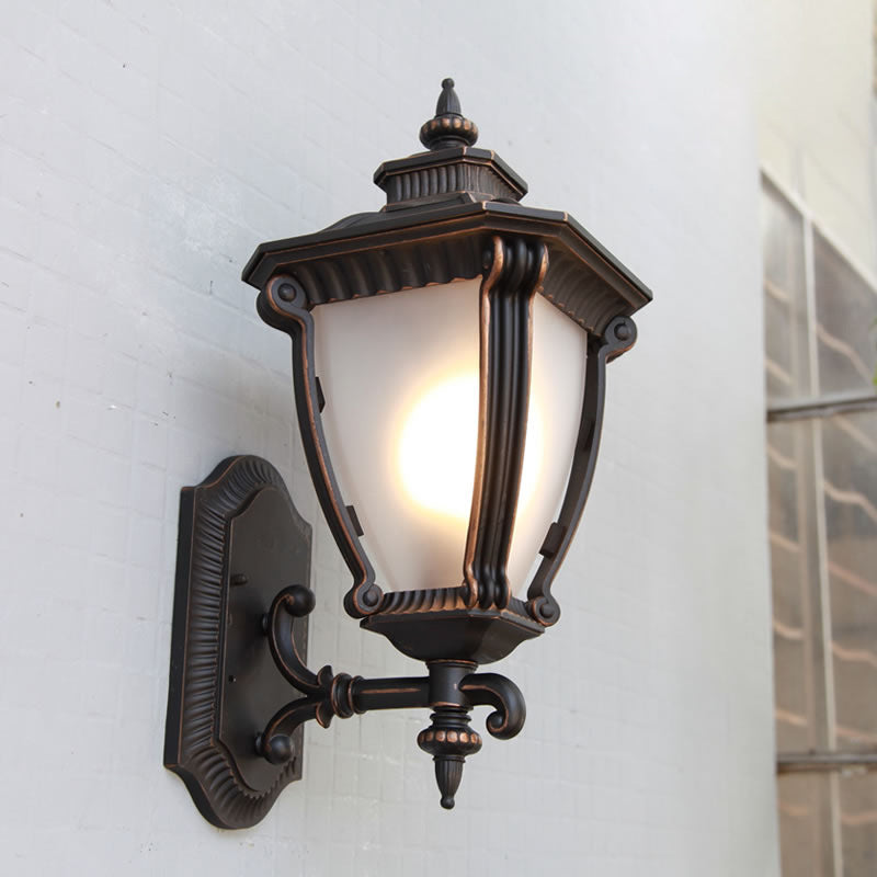 Farmhouse Urn Sconce Light Fixture 1-Head Tanslucent Glass Wall Mounted Lamp in Black Black Clearhalo 'Wall Lamps & Sconces' 'Wall Lights' Lighting' 623808