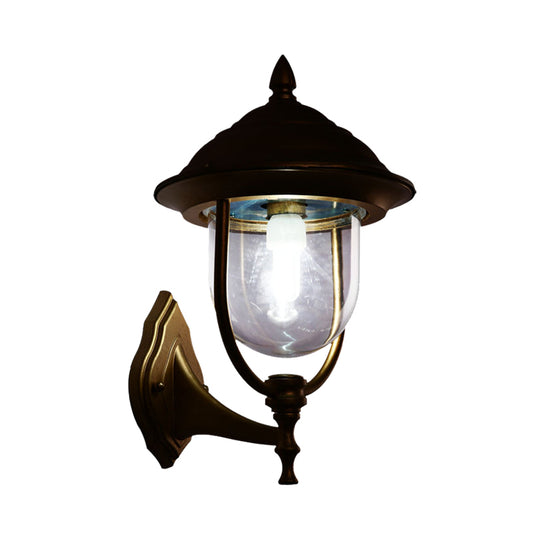 Lodges Urn Sconce Light Fixture 1-Light Metallic Wall Lighting Ideas in Black/Brass with Clear Glass Shade Clearhalo 'Wall Lamps & Sconces' 'Wall Lights' Lighting' 623835