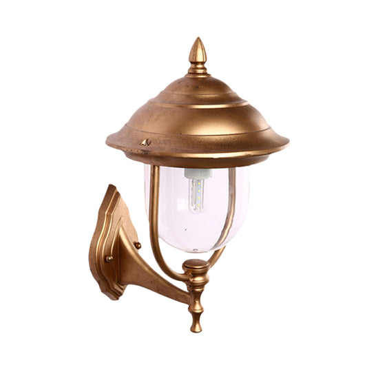 Lodges Urn Sconce Light Fixture 1-Light Metallic Wall Lighting Ideas in Black/Brass with Clear Glass Shade Clearhalo 'Wall Lamps & Sconces' 'Wall Lights' Lighting' 623840