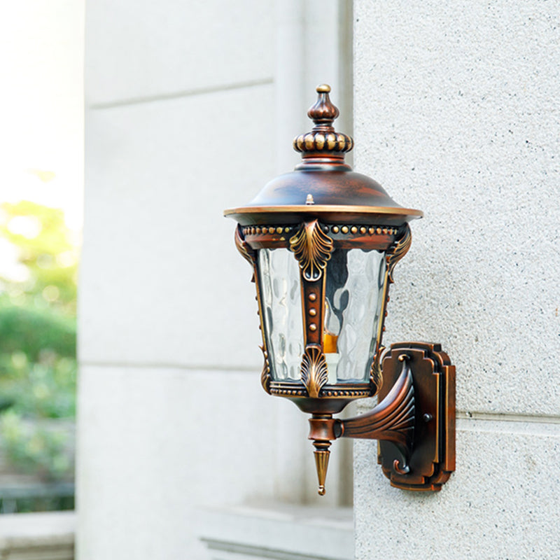 7.5"/10" W 1-Light Urn Wall Sconce Lighting Farmhouse Rust Water Glass Wall Mounted Lamp Fixture Clearhalo 'Wall Lamps & Sconces' 'Wall Lights' Lighting' 623857