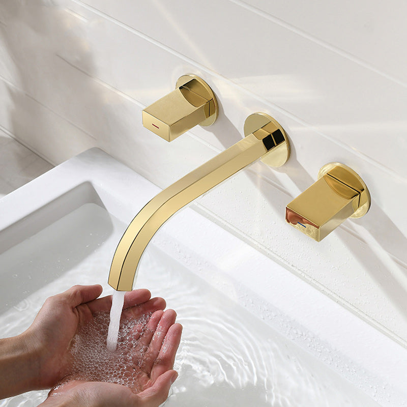 Light Luxury Wall Mounted Bathroom Faucet Double Handles Vessel Faucet Clearhalo 'Bathroom Remodel & Bathroom Fixtures' 'Bathroom Sink Faucets' 'Bathroom Sinks & Faucet Components' 'bathroom_sink_faucets' 'Home Improvement' 'home_improvement' 'home_improvement_bathroom_sink_faucets' 6238885