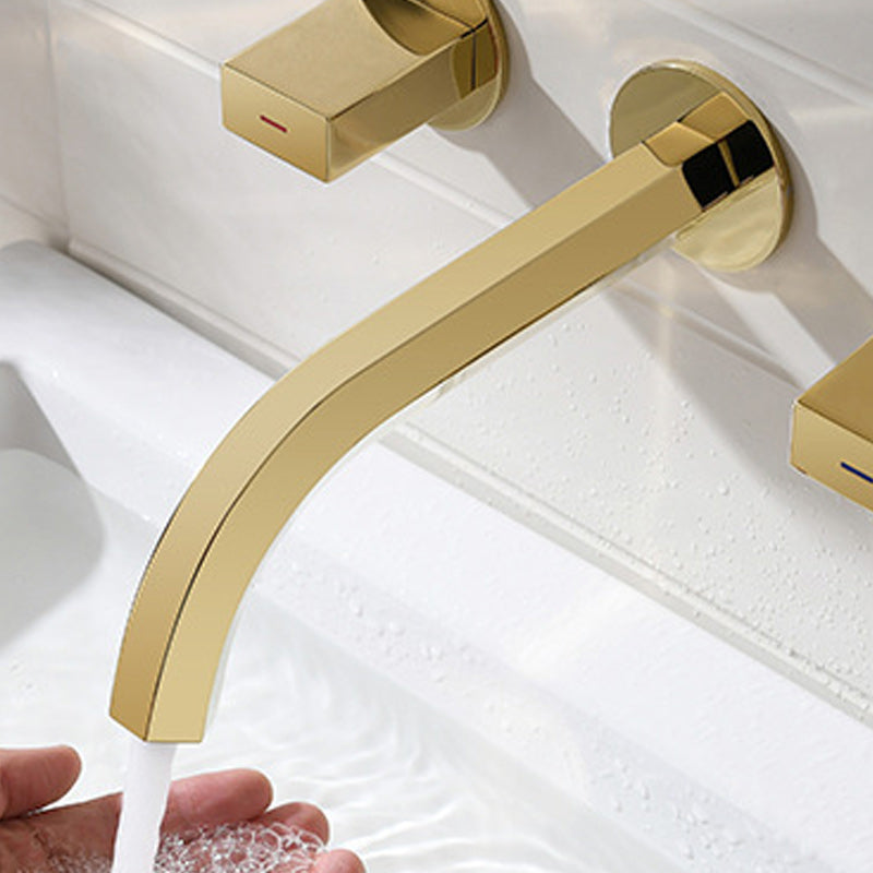 Light Luxury Wall Mounted Bathroom Faucet Double Handles Vessel Faucet Clearhalo 'Bathroom Remodel & Bathroom Fixtures' 'Bathroom Sink Faucets' 'Bathroom Sinks & Faucet Components' 'bathroom_sink_faucets' 'Home Improvement' 'home_improvement' 'home_improvement_bathroom_sink_faucets' 6238899
