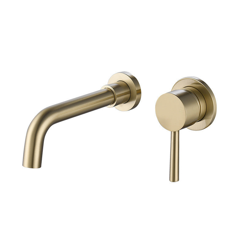 Wall Mounted Faucet 2 Holes Bathroom Faucet with Single Lever Handle Gold Clearhalo 'Bathroom Remodel & Bathroom Fixtures' 'Bathroom Sink Faucets' 'Bathroom Sinks & Faucet Components' 'bathroom_sink_faucets' 'Home Improvement' 'home_improvement' 'home_improvement_bathroom_sink_faucets' 6238903