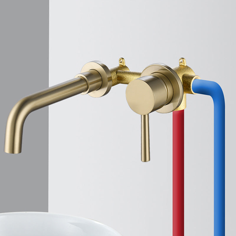 Wall Mounted Faucet 2 Holes Bathroom Faucet with Single Lever Handle Clearhalo 'Bathroom Remodel & Bathroom Fixtures' 'Bathroom Sink Faucets' 'Bathroom Sinks & Faucet Components' 'bathroom_sink_faucets' 'Home Improvement' 'home_improvement' 'home_improvement_bathroom_sink_faucets' 6238905