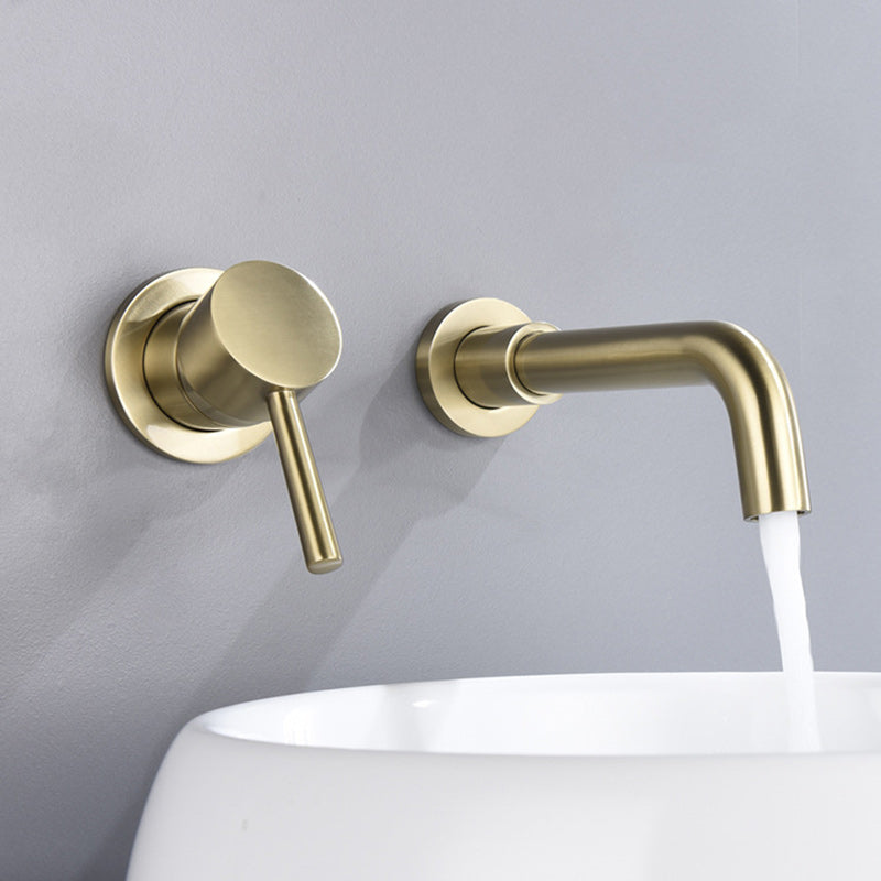 Wall Mounted Faucet 2 Holes Bathroom Faucet with Single Lever Handle Clearhalo 'Bathroom Remodel & Bathroom Fixtures' 'Bathroom Sink Faucets' 'Bathroom Sinks & Faucet Components' 'bathroom_sink_faucets' 'Home Improvement' 'home_improvement' 'home_improvement_bathroom_sink_faucets' 6238906