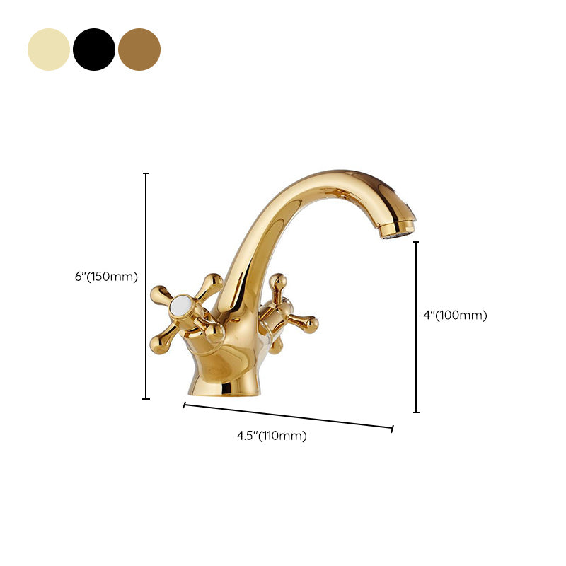 Centerset Lavatory Faucet One Hole Bathroom Faucet with 2 Cross Handles Clearhalo 'Bathroom Remodel & Bathroom Fixtures' 'Bathroom Sink Faucets' 'Bathroom Sinks & Faucet Components' 'bathroom_sink_faucets' 'Home Improvement' 'home_improvement' 'home_improvement_bathroom_sink_faucets' 6238929