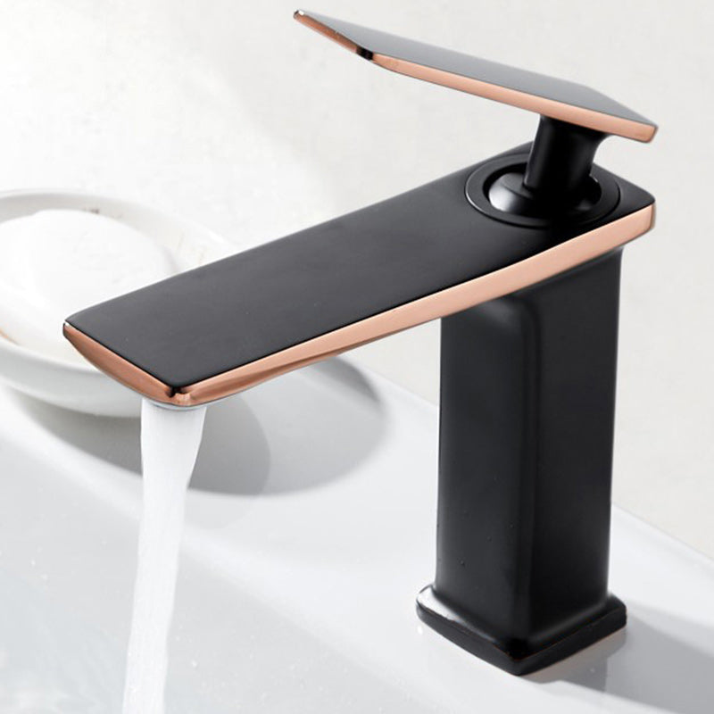 Single Hole Vanity Sink Faucet 6.69" H Modern Luxury Basin Faucet Black-Gold Clearhalo 'Bathroom Remodel & Bathroom Fixtures' 'Bathroom Sink Faucets' 'Bathroom Sinks & Faucet Components' 'bathroom_sink_faucets' 'Home Improvement' 'home_improvement' 'home_improvement_bathroom_sink_faucets' 6238966