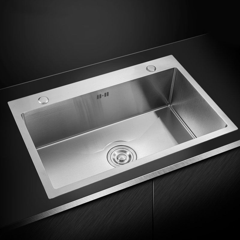 Modern Kitchen Sink Stainless Steel with Basket Strainer and Drain Assembly Sink Clearhalo 'Home Improvement' 'home_improvement' 'home_improvement_kitchen_sinks' 'Kitchen Remodel & Kitchen Fixtures' 'Kitchen Sinks & Faucet Components' 'Kitchen Sinks' 'kitchen_sinks' 6239123