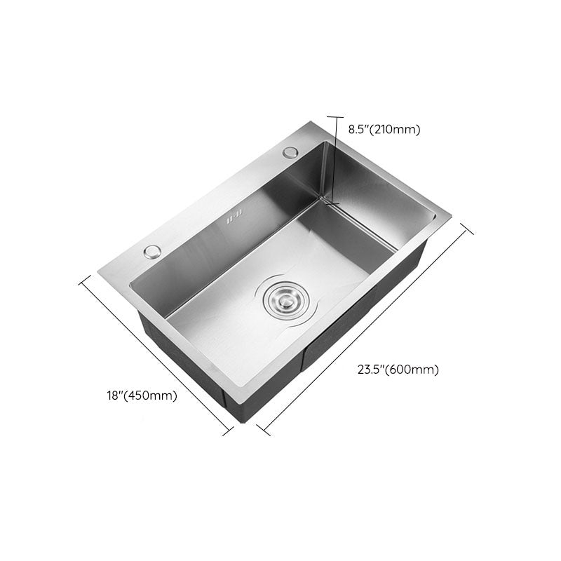 Modern Kitchen Sink Stainless Steel with Basket Strainer and Drain Assembly Sink Clearhalo 'Home Improvement' 'home_improvement' 'home_improvement_kitchen_sinks' 'Kitchen Remodel & Kitchen Fixtures' 'Kitchen Sinks & Faucet Components' 'Kitchen Sinks' 'kitchen_sinks' 6239132
