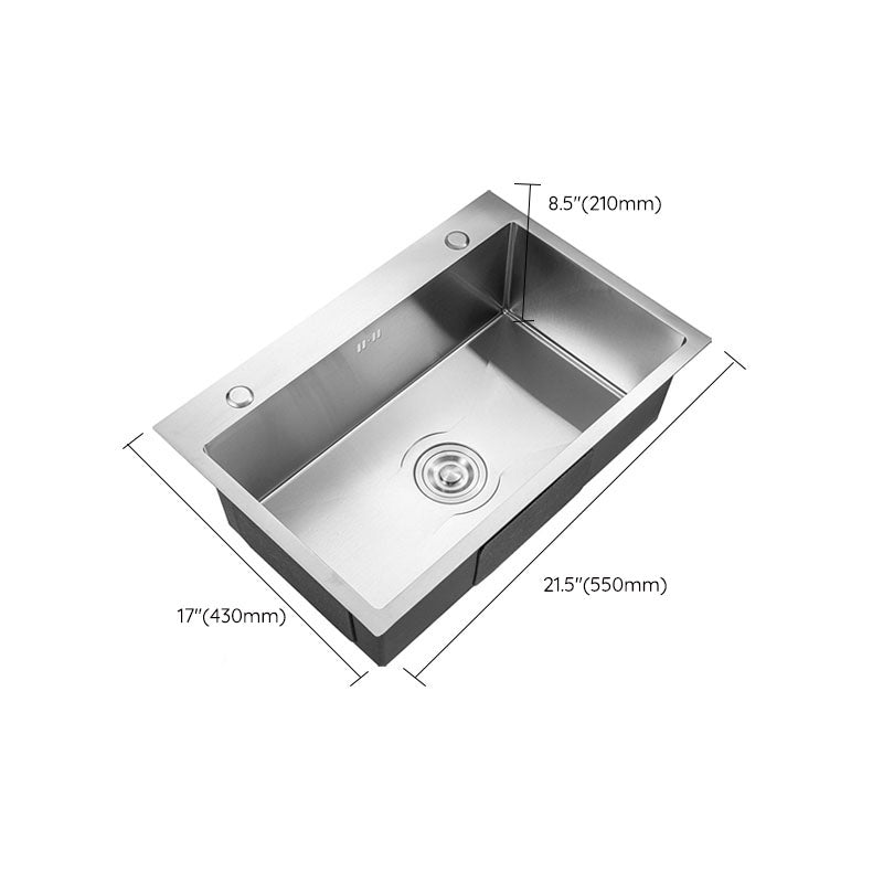 Modern Kitchen Sink Stainless Steel with Basket Strainer and Drain Assembly Sink Clearhalo 'Home Improvement' 'home_improvement' 'home_improvement_kitchen_sinks' 'Kitchen Remodel & Kitchen Fixtures' 'Kitchen Sinks & Faucet Components' 'Kitchen Sinks' 'kitchen_sinks' 6239136