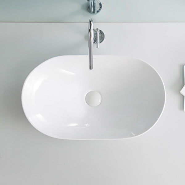 Contemporary Bathroom Sink Pop-Up Drain Porcelain Oval-Shape Vessel Lavatory Sink Clearhalo 'Bathroom Remodel & Bathroom Fixtures' 'Bathroom Sinks & Faucet Components' 'Bathroom Sinks' 'bathroom_sink' 'Home Improvement' 'home_improvement' 'home_improvement_bathroom_sink' 6239272