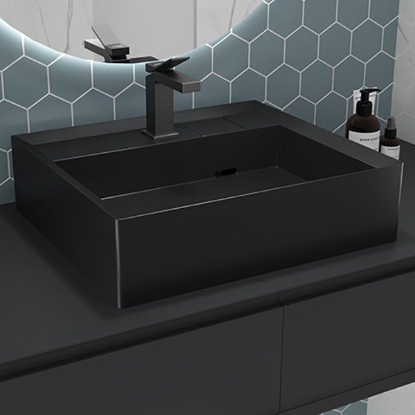 Modern Bathroom Sink Pop-Up Drain Porcelain Solid Color Rectangular Vessel Clearhalo 'Bathroom Remodel & Bathroom Fixtures' 'Bathroom Sinks & Faucet Components' 'Bathroom Sinks' 'bathroom_sink' 'Home Improvement' 'home_improvement' 'home_improvement_bathroom_sink' 6239339