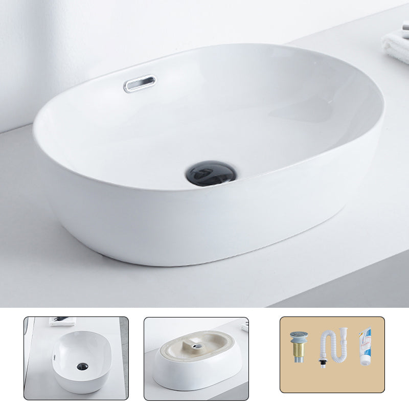 Contemporary Bathroom Sink Porcelain Pop-Up Drain Rectangular Vessel 7.5"L x 14.1"W x 5.5"H Clearhalo 'Bathroom Remodel & Bathroom Fixtures' 'Bathroom Sinks & Faucet Components' 'Bathroom Sinks' 'bathroom_sink' 'Home Improvement' 'home_improvement' 'home_improvement_bathroom_sink' 6241313