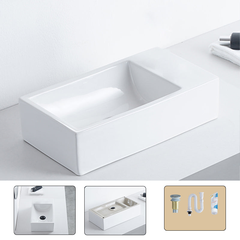 Contemporary Bathroom Sink Porcelain Pop-Up Drain Rectangular Vessel 18.1"L x 9.8"W x 4.7"H Clearhalo 'Bathroom Remodel & Bathroom Fixtures' 'Bathroom Sinks & Faucet Components' 'Bathroom Sinks' 'bathroom_sink' 'Home Improvement' 'home_improvement' 'home_improvement_bathroom_sink' 6241318