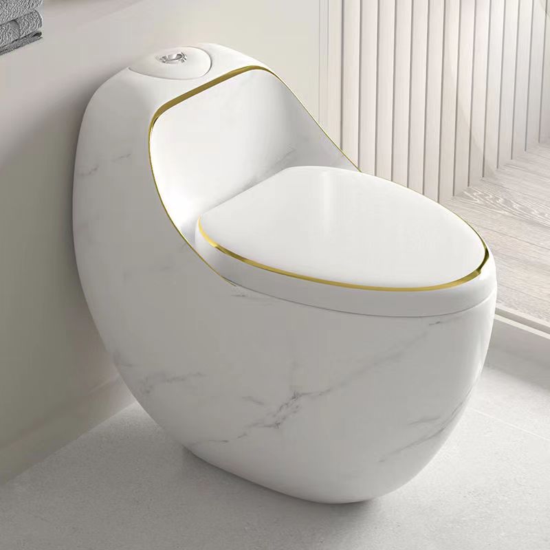 Siphon Jet Toilet Bowl Floor Mounted All-In-One Urine Toilet White Marble Clearhalo 'Bathroom Remodel & Bathroom Fixtures' 'Home Improvement' 'home_improvement' 'home_improvement_toilets' 'Toilets & Bidets' 'Toilets' 6242291