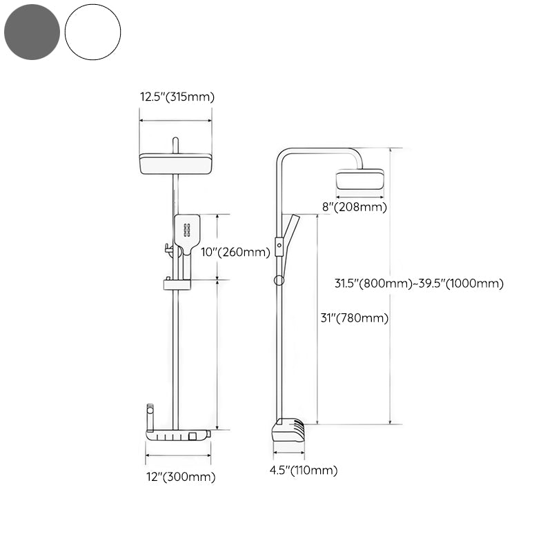 Modern Adjustable Water Flow Shower Faucet Square Shower Hose Shower System on Wall Clearhalo 'Bathroom Remodel & Bathroom Fixtures' 'Home Improvement' 'home_improvement' 'home_improvement_shower_faucets' 'Shower Faucets & Systems' 'shower_faucets' 'Showers & Bathtubs Plumbing' 'Showers & Bathtubs' 6246148